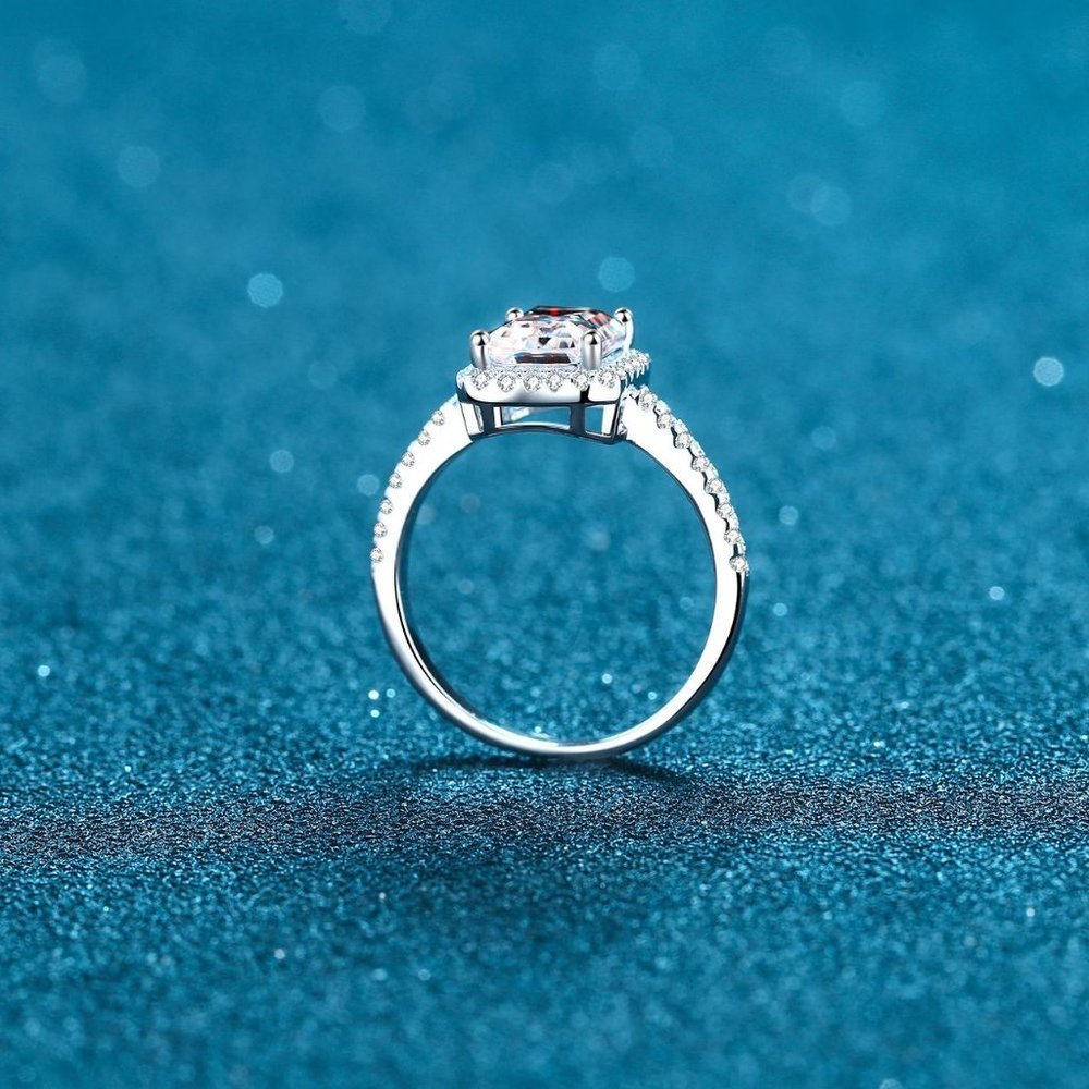 Certified 2ct. t.w. Diamond Moissanite Radiant Cut Engagement Ring NEW - Picture 4 of 8